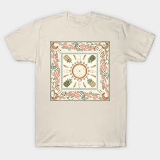 Pink Flowers And Dream Catcher Patterns T-Shirt